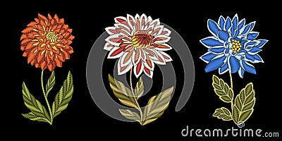 Embroidery floral fashion design Vector Illustration