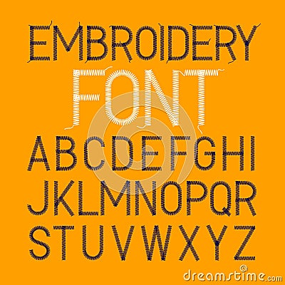 Embroidery font Vector Illustration