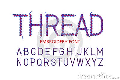 Embroidery font Vector Illustration