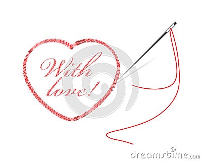 Embroidery with heart Vector Illustration