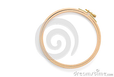 Embroidery hoop on white background. Stock Photo
