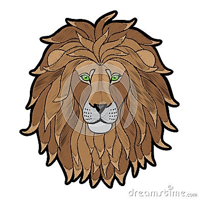 Embroidery Lion Head Patch Vector Illustration
