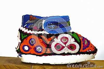 Embroidery shoes,Expensive baby shoes,indian special Embroidery,baby shoes Embroidery Stock Photo