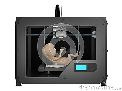 Embryo in 3d printer 3d rendering Stock Photo