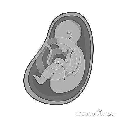 Embryo in stomach icon, black monochrome style Cartoon Illustration