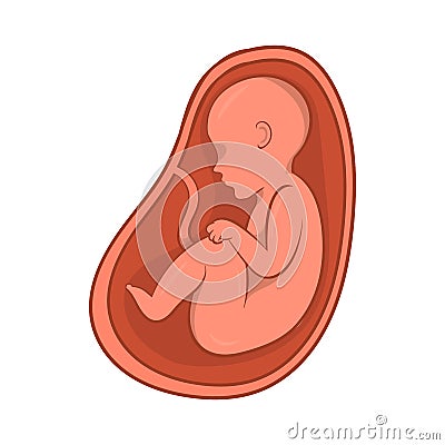 Embryo in stomach icon, cartoon style Stock Photo