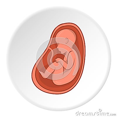 Embryo in stomach icon, cartoon style Vector Illustration