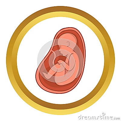 Embryo in stomach icon, cartoon style Stock Photo