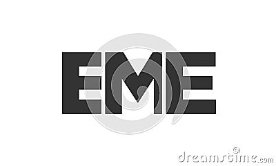 EME logo design template with strong and modern bold text. Initial based vector logotype featuring simple and minimal typography. Vector Illustration