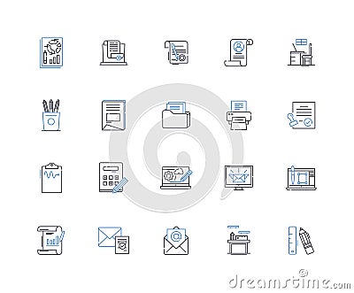 Emending line icons collection. Editing, Revision, Correction, Improvement, Refinement, Enhancing, Polishing vector and Vector Illustration