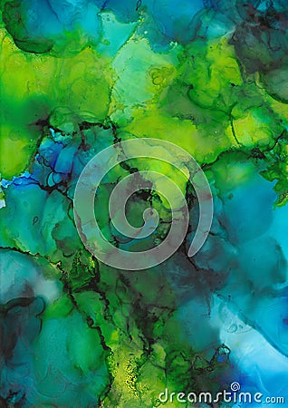Abstract deep green and blue gradient, layered translucent background, emerald Cartoon Illustration