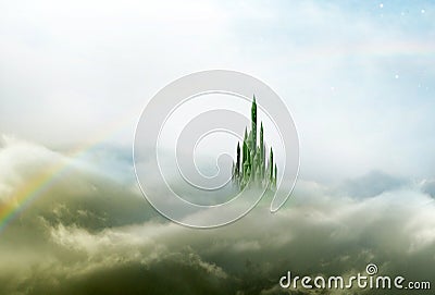 Emerald city 3 with rainbow Stock Photo