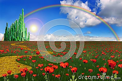 Emerald City and Yellow Brick Road Stock Photo