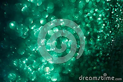 Emerald defocused lights bokeh background Stock Photo