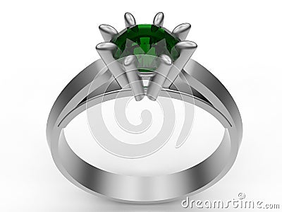 Emerald diamond ring Cartoon Illustration