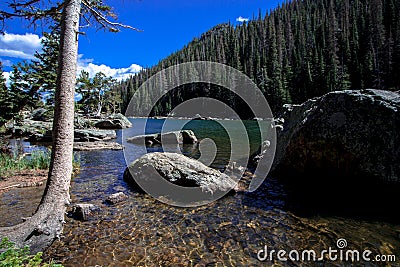 Emerald Lake in Rocky Mountain National Park Stock Photo