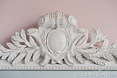 Emerald mirror are decorated with stucco decorative elements of the Renaissance, Baroque Stock Photo