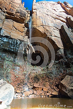 Emerald Pools Waterfall at Zion National Park Stock Photo