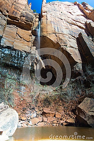 Emerald Pools Waterfall at Zion National Park Stock Photo