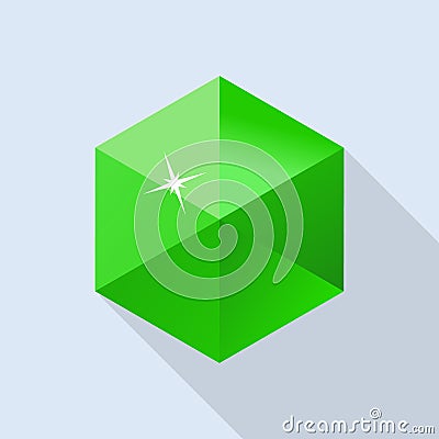 Emerald stone icon, flat style Vector Illustration