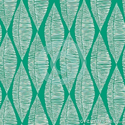 Emerald Tribal Leaves Seamless Pattern Stock Photo