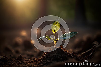 Emergence of New Life: Sprout Signifying Fresh Beginnings Stock Photo