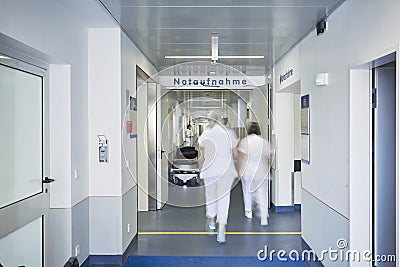 Emergency admission entrance hospital nurse bed Editorial Stock Photo