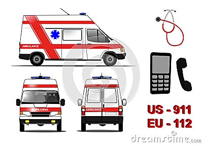 Emergency ambulance car Vector Illustration