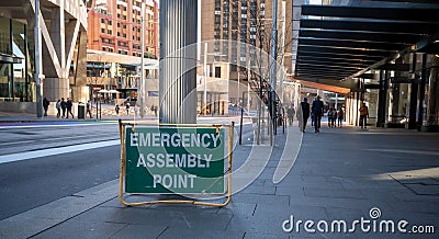 emergency assembly point sign Editorial Stock Photo