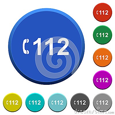 Emergency call 112 beveled buttons Stock Photo