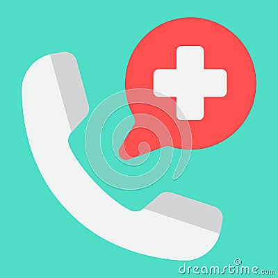 Emergency call flat icon, medicine and healthcare Vector Illustration