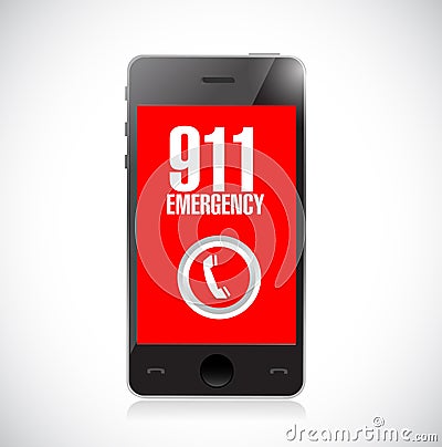 911 emergency call phone icon illustration Cartoon Illustration