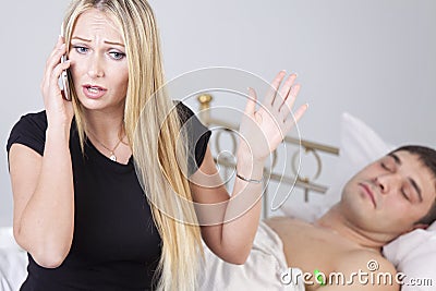 Emergency call for sick man Stock Photo