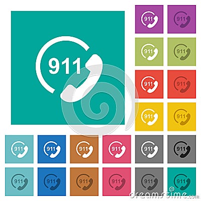 Emergency call 911 square flat multi colored icons Stock Photo