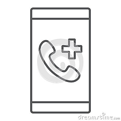 Emergency call thin line icon, medical and service Vector Illustration