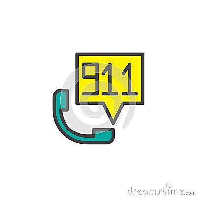 Emergency calling service filled outline icon Vector Illustration