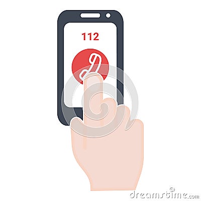 Emergency Concept Emergency Call On The Screen Of Phone. Isolated On A White Background. Vector Icon Illustration. Vector Illustration