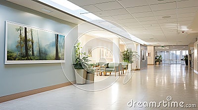 emergency corridor hospital building Cartoon Illustration