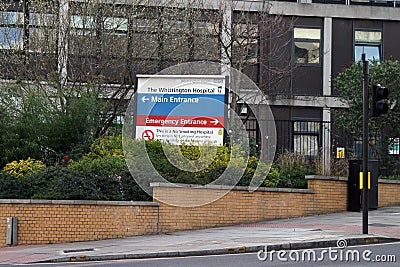 Emergency Department of The Whittington Hospital, in north London Editorial Stock Photo