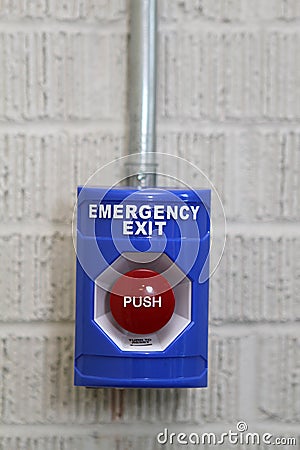 Emergency Exit Push Button Stock Photo