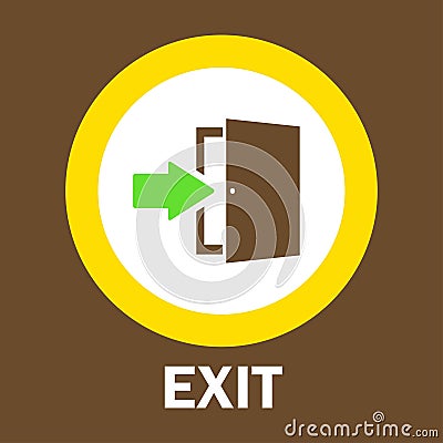 emergency exit sign, exit door icon, exit strategy - door entrance Stock Photo