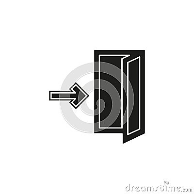 Emergency exit sign, exit door icon, exit strategy - door entrance Vector Illustration