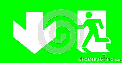 emergency/exit sign without text on green background for standard emergency escape lighting/ Thai standard emergency exit sign Stock Photo