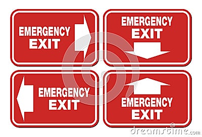 Emergency exit signs - red sign Vector Illustration