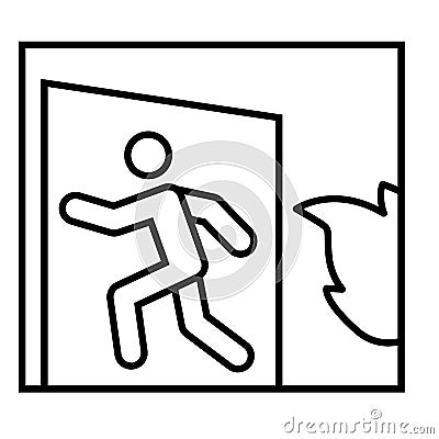 Emergency exit thin line icon. Fire exit vector illustration isolated on white. Emergency exit outline style design Vector Illustration