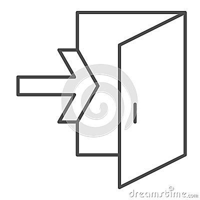 Emergency exit thin line icon, Navigation concept Exit sign on white background, exit door icon in outline style for Vector Illustration