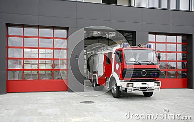 Emergency fire rescue truck Stock Photo