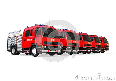 Emergency Fire Trucks fleet Stock Photo