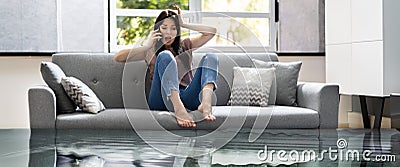 Emergency House Flood And Leakage Stock Photo