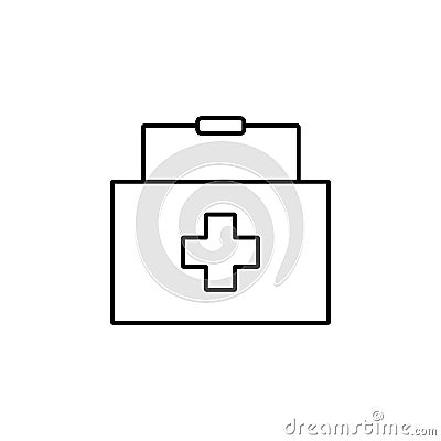 emergency kit, hospital, health care, medical, medicines line icon on white back Cartoon Illustration